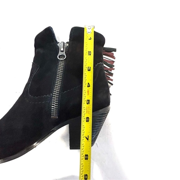 Sam Edelman Louie Ankle Cowgirl Fringe Leather Suede Black Purple Silver Sz 8.5 - Picture 10 of 14